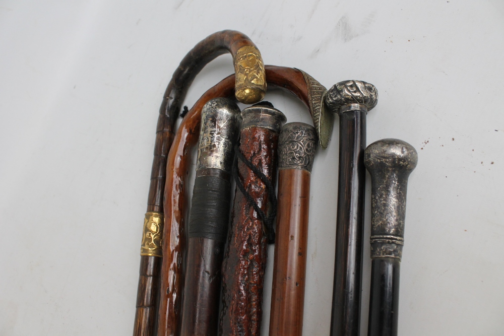 Seven walking sticks and canes with metal mounts, - Bild 2 aus 2