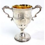 JOSEPH JACKSON; an Irish George III hallmarked silver twin handled cup,