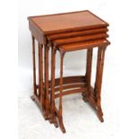 An Edwardian satinwood quartetto nest of tables with ebony string inlay, top 51 x 34.