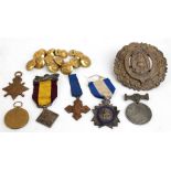 Three India Army Temperance Association medals, a WWI 1914-1915 Star and Victory Medal,