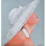 PATRICIA MINH HUONG NGUYEN (Vietnamese born 1956); pastel, study of a woman wearing a hat,