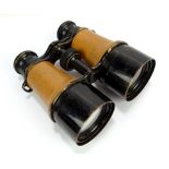 A pair of military issued leather cased binoculars, including 'MK.V.