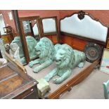 A late 19th century French walnut double bed frame with elaborately carved head board (for