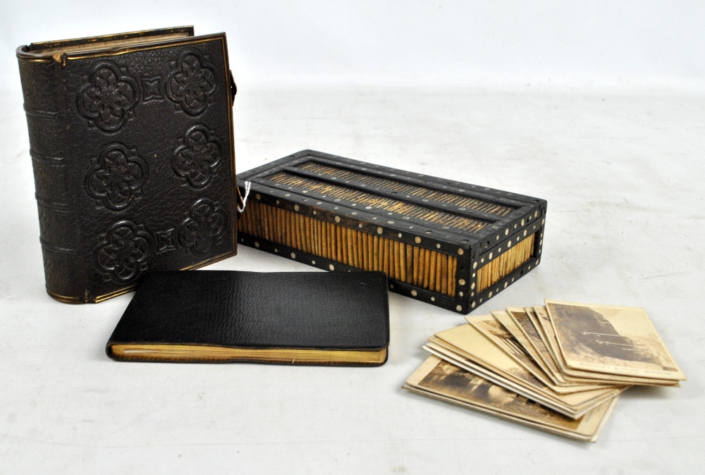 An Anglo-Indian porcupine quill and ebony framed box with slide lid, length 21.