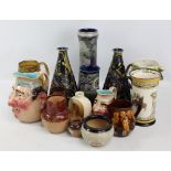 A mixed lot of ceramics including a pair of Morris Ware tubeline decorated vases,