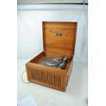 A teak cased record player.