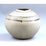 BETTY BLANDINO (1927-2011); a stoneware globular vessel, iron decoration on pale grey ground,