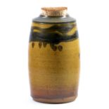 MICHAEL CASSON (1925-2003); a stoneware storage jar with cork, oatmeal and olive glaze,