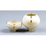 SHEILA FOURNIER (1930-2001); a pierced porcelain vessel, iron decoration on cream ground,