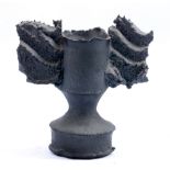 COLIN PEARSON (1923-2007); a small winged stoneware vessel covered in dark bronze glaze,