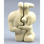 PETER WRIGHT (1919-2003); two porcelain interlocking figures, incised mark and edition no.