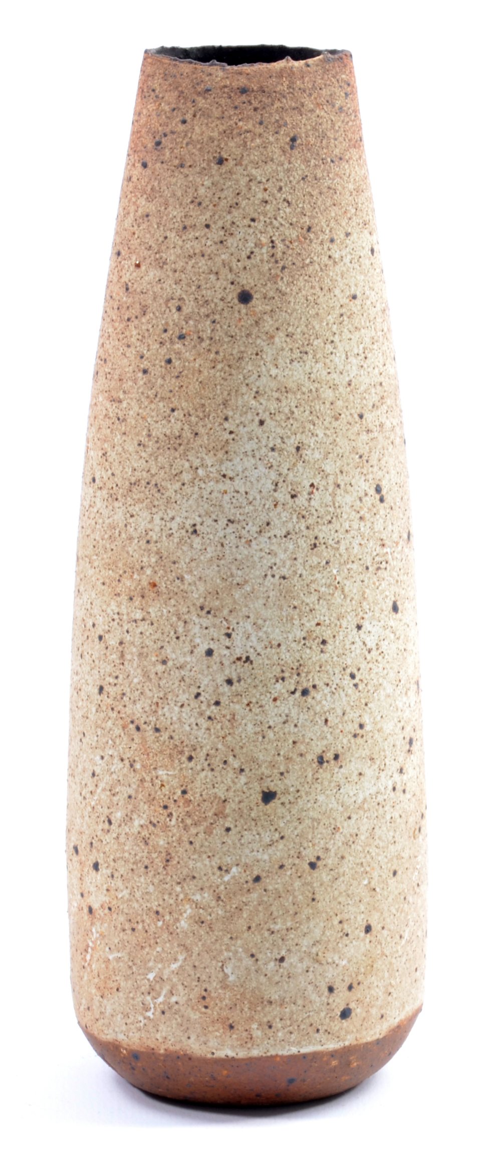 JOANNA CONSTANTINIDIS (1927-2000); a tapered stoneware vessel with oval neck and serrated rim,