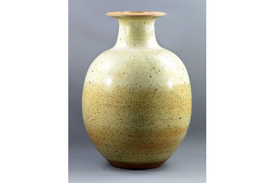 DAVID LLOYD JONES (1928-1994); a monumental stoneware vase covered in oatmeal glaze, - Image 1 of 2