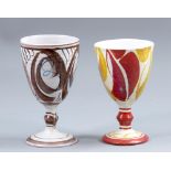 ALAN CAIGER-SMITH (born 1930) for Aldermaston Pottery; two tin-glazed earthenware goblets,