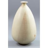 ANNETTE FUCHS (1939-1992); a tapered stoneware vase covered in matt cream glaze, painted ARF mark,