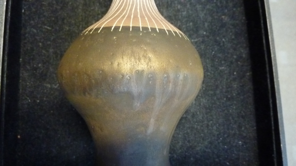 LUCIE RIE (1902-1995); a porcelain bottle of bulbous form with flared rim, - Image 7 of 9