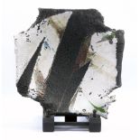 JOHN KERSHAW (born 1940); a square raku footed dish with torn edges, 29 x 29cm.