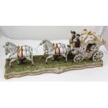 A Naples porcelain carriage and four,
