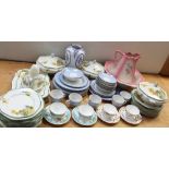 A large quantity of ceramics to include an Oriental-style Franklin Mint plate on wooden stand,