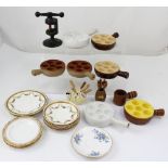 A small collection of Royal Worcester saucers and tea plates with puce Royal Worcester mark verso