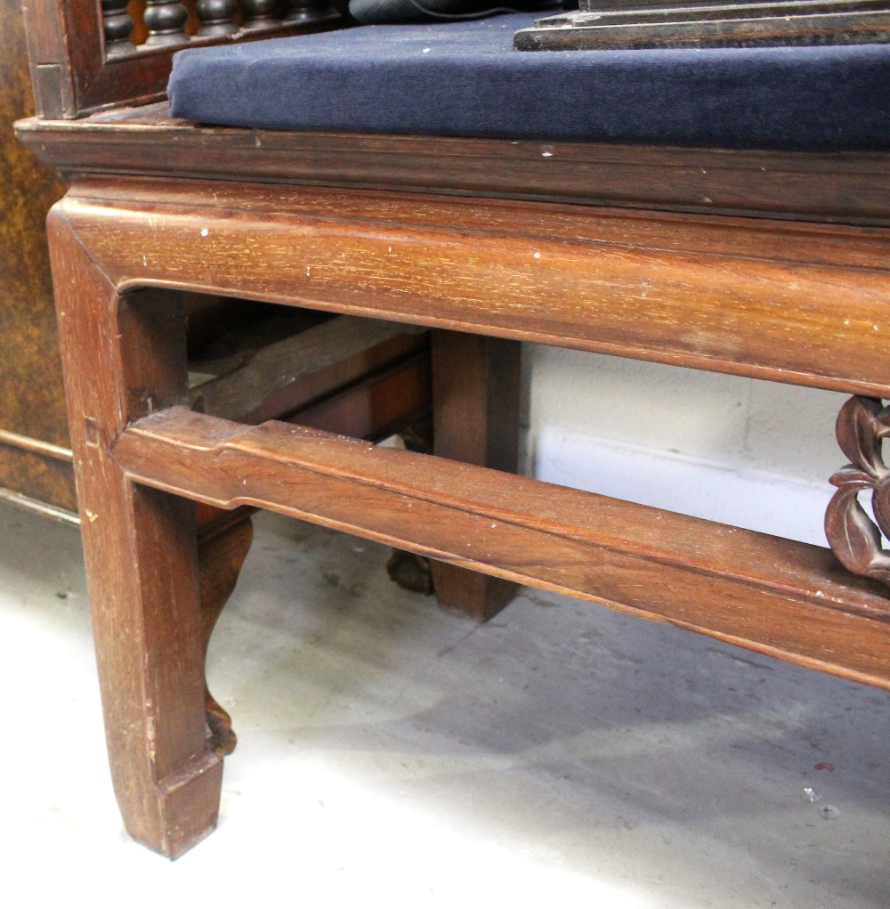 A large Chinese carved hardwood bench, width 200cm. - Image 4 of 4