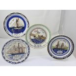 A boxed set of four Poole pottery maritime-interest plates comprising 'The Ship of Harry Pey',