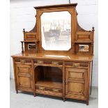 A late Victorian oak mirror-back sideboard,