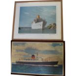 An early-to-mid 20th century chromatic print of the Cunard Line ship Sylvania,