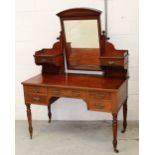 A late 19th early 20th century mahogany swing mirror kneehole dressing table,