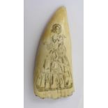 A late 19th century scrimshaw whale tooth,