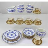 A set of six Royal Worcester coffee cups and saucers, each with puce Worcester marks to base,