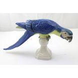 A Royal Dux animalier group of a Norwegian blue parrot,