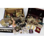 A quantity of costume jewellery to include faux pearls, bracelets, necklaces, brooches etc.