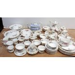 A large quantity of Royal Albert 'Moss Rose' pattern dinner and teaware to include six dinner