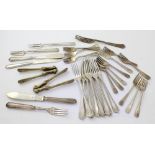 A collection of Cunard Line silver-plated flatware to include fish knives,