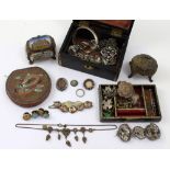 A quantity of costume jewellery including Japanese silver-plated and painted ceramic sectional