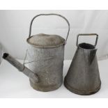 A British Rail three gallon galvanized watering can marked BR to front,