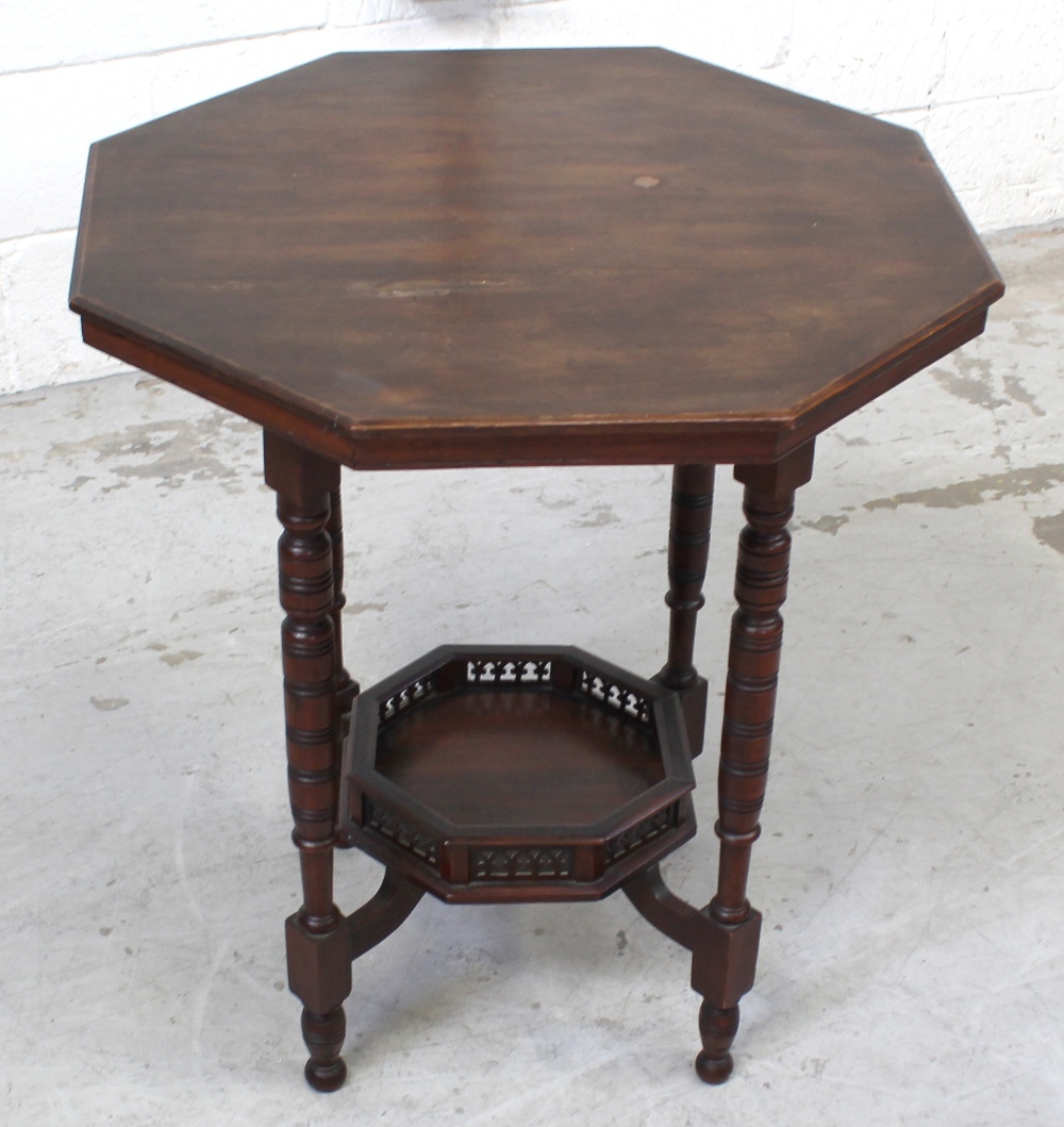 A late 19th early 20th century octagonal occasional table with galleried under tier, diameter 64cm.