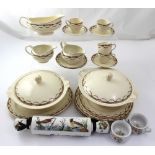 An Edwardian pattern Meakin part dinner service to include tureens, meat plates, dinner plates,