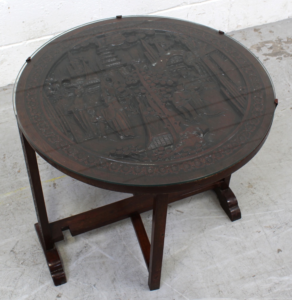 A Far Eastern style gong table with tilt-top on twin gate legs, - Image 3 of 3