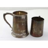 A George VI heavy gauge hallmarked silver mug with rib decoration, James Dixon & Sons,