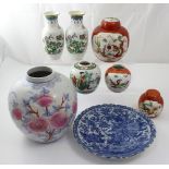 A small group of mid-to-late 20th century Oriental ceramics to include a large under glazed blue