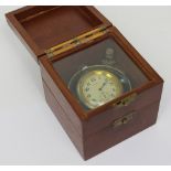 An Illinois Watch Company brass gimbal-mounted deck watch,