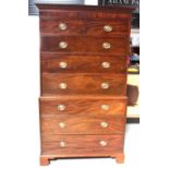 A George III mahogany chest-on-chest tallboy, Greek key frieze over two drawers,