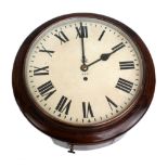 A George VI GPO mahogany cased eight day wall clock with fusee movement, diameter 38cm.