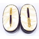 PARKER; two Sonnet 'The Queen's Golden Jubilee Accession' fountain and ballpoint pens,