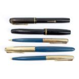 A three piece Parker set comprising a fountain pen, a ballpoint pen and a propelling pencil,