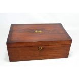 A 19th century mahogany, walnut and brass inlaid writing slope with fitted interior, width 46cm.