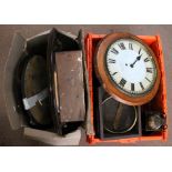 A quantity of clock parts including wall clock case, brass bezels, frames, lantern clock, etc.