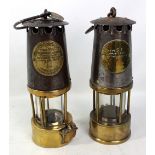 Two Marsaut type safety lamps, both type SL, both with oval brass plaques, one no.